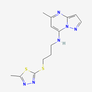 molecular formula C13H16N6S2 B5315422 5-methyl-N-{3-[(5-methyl-1,3,4-thiadiazol-2-yl)thio]propyl}pyrazolo[1,5-a]pyrimidin-7-amine 