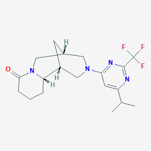 molecular formula C19H25F3N4O B5315428 (1S,5R,11aS)-3-[6-isopropyl-2-(trifluoromethyl)pyrimidin-4-yl]decahydro-8H-1,5-methanopyrido[1,2-a][1,5]diazocin-8-one 