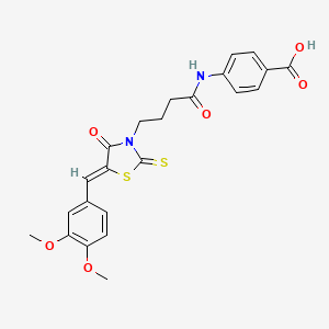 4-({4-[5-(3,4-dimethoxybenzylidene)-4-oxo-2-thioxo-1,3-thiazolidin-3-yl]butanoyl}amino)benzoic acid