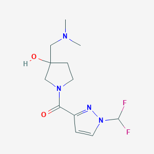 molecular formula C12H18F2N4O2 B5315474 1-{[1-(difluoromethyl)-1H-pyrazol-3-yl]carbonyl}-3-[(dimethylamino)methyl]-3-pyrrolidinol 