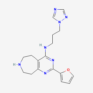 molecular formula C17H21N7O B5315477 2-(2-furyl)-N-[3-(1H-1,2,4-triazol-1-yl)propyl]-6,7,8,9-tetrahydro-5H-pyrimido[4,5-d]azepin-4-amine 