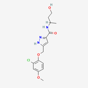 molecular formula C16H20ClN3O4 B5315556 5-[(2-chloro-4-methoxyphenoxy)methyl]-N-(3-hydroxy-1-methylpropyl)-1H-pyrazole-3-carboxamide 