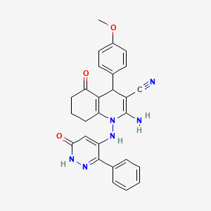 molecular formula C27H24N6O3 B5315594 2-amino-4-(4-methoxyphenyl)-5-oxo-1-[(6-oxo-3-phenyl-1,6-dihydropyridazin-4-yl)amino]-1,4,5,6,7,8-hexahydroquinoline-3-carbonitrile 