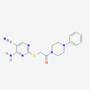 molecular formula C17H18N6OS B5315614 4-amino-2-{[2-oxo-2-(4-phenyl-1-piperazinyl)ethyl]thio}-5-pyrimidinecarbonitrile 