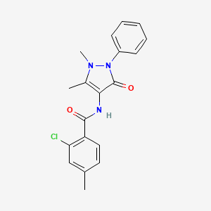 molecular formula C19H18ClN3O2 B5315623 2-chloro-N-(1,5-dimethyl-3-oxo-2-phenyl-2,3-dihydro-1H-pyrazol-4-yl)-4-methylbenzamide 
