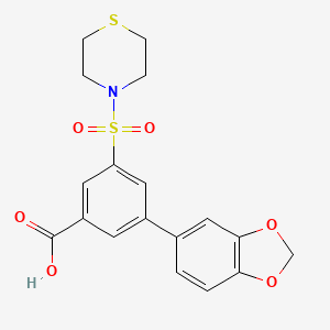 3-(1,3-benzodioxol-5-yl)-5-(thiomorpholin-4-ylsulfonyl)benzoic acid