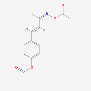 molecular formula C14H15NO4 B5315677 4-{3-[(acetyloxy)imino]-1-buten-1-yl}phenyl acetate 
