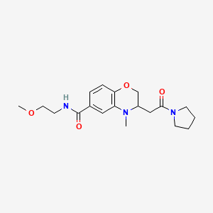 molecular formula C19H27N3O4 B5315718 N-(2-methoxyethyl)-4-methyl-3-(2-oxo-2-pyrrolidin-1-ylethyl)-3,4-dihydro-2H-1,4-benzoxazine-6-carboxamide 