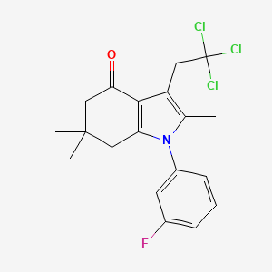 molecular formula C19H19Cl3FNO B5315730 1-(3-fluorophenyl)-2,6,6-trimethyl-3-(2,2,2-trichloroethyl)-1,5,6,7-tetrahydro-4H-indol-4-one 