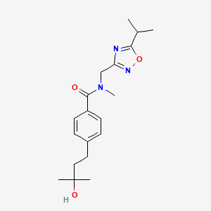 molecular formula C19H27N3O3 B5315831 4-(3-hydroxy-3-methylbutyl)-N-[(5-isopropyl-1,2,4-oxadiazol-3-yl)methyl]-N-methylbenzamide 