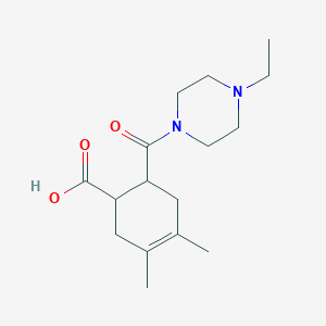 molecular formula C16H26N2O3 B5315839 6-[(4-ethyl-1-piperazinyl)carbonyl]-3,4-dimethyl-3-cyclohexene-1-carboxylic acid 