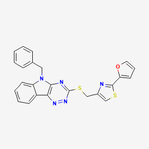 molecular formula C24H17N5OS2 B5315874 5-benzyl-3-({[2-(2-furyl)-1,3-thiazol-4-yl]methyl}thio)-5H-[1,2,4]triazino[5,6-b]indole 