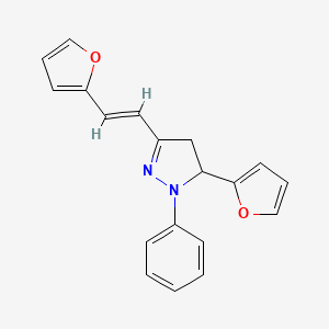 molecular formula C19H16N2O2 B5315875 5-(2-furyl)-3-[2-(2-furyl)vinyl]-1-phenyl-4,5-dihydro-1H-pyrazole 