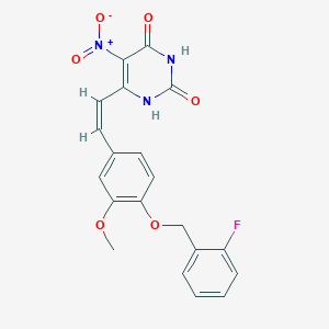 molecular formula C20H16FN3O6 B5315885 6-(2-{4-[(2-fluorobenzyl)oxy]-3-methoxyphenyl}vinyl)-5-nitro-2,4(1H,3H)-pyrimidinedione 