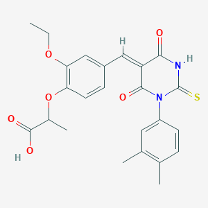 2-(4-{[1-(3,4-dimethylphenyl)-4,6-dioxo-2-thioxotetrahydro-5(2H)-pyrimidinylidene]methyl}-2-ethoxyphenoxy)propanoic acid