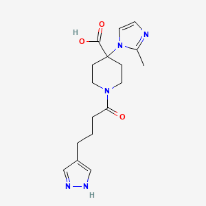 4-(2-methyl-1H-imidazol-1-yl)-1-[4-(1H-pyrazol-4-yl)butanoyl]piperidine-4-carboxylic acid