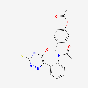 molecular formula C21H18N4O4S B5315913 4-[7-acetyl-3-(methylthio)-6,7-dihydro[1,2,4]triazino[5,6-d][3,1]benzoxazepin-6-yl]phenyl acetate 
