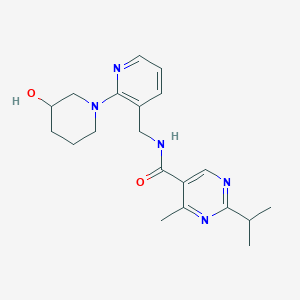 molecular formula C20H27N5O2 B5315935 N-{[2-(3-hydroxypiperidin-1-yl)pyridin-3-yl]methyl}-2-isopropyl-4-methylpyrimidine-5-carboxamide 