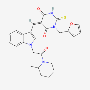 1-(2-furylmethyl)-5-({1-[2-(2-methyl-1-piperidinyl)-2-oxoethyl]-1H-indol-3-yl}methylene)-2-thioxodihydro-4,6(1H,5H)-pyrimidinedione