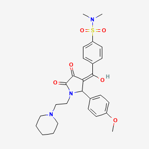 molecular formula C27H33N3O6S B5315954 4-({4-hydroxy-2-(4-methoxyphenyl)-5-oxo-1-[2-(1-piperidinyl)ethyl]-2,5-dihydro-1H-pyrrol-3-yl}carbonyl)-N,N-dimethylbenzenesulfonamide 