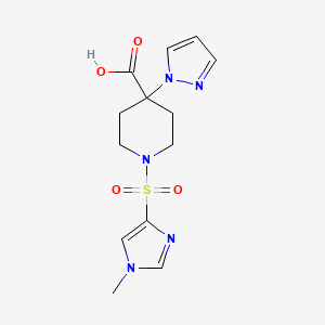 molecular formula C13H17N5O4S B5315985 1-[(1-methyl-1H-imidazol-4-yl)sulfonyl]-4-(1H-pyrazol-1-yl)piperidine-4-carboxylic acid 
