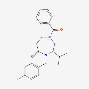 molecular formula C22H25FN2O2 B5316030 1-benzoyl-4-(4-fluorobenzyl)-3-isopropyl-1,4-diazepan-5-one 