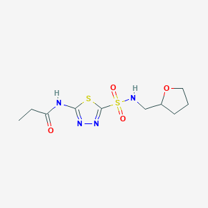 molecular formula C10H16N4O4S2 B5316059 N-(5-{[(tetrahydro-2-furanylmethyl)amino]sulfonyl}-1,3,4-thiadiazol-2-yl)propanamide 