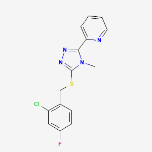 2-{5-[(2-chloro-4-fluorobenzyl)thio]-4-methyl-4H-1,2,4-triazol-3-yl}pyridine