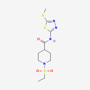 molecular formula C11H18N4O3S3 B5316137 1-(ethylsulfonyl)-N-[5-(methylthio)-1,3,4-thiadiazol-2-yl]-4-piperidinecarboxamide 