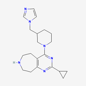 molecular formula C20H28N6 B5316179 2-cyclopropyl-4-[3-(1H-imidazol-1-ylmethyl)-1-piperidinyl]-6,7,8,9-tetrahydro-5H-pyrimido[4,5-d]azepine dihydrochloride 