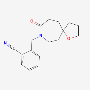 molecular formula C17H20N2O2 B5316217 2-[(9-oxo-1-oxa-8-azaspiro[4.6]undec-8-yl)methyl]benzonitrile 