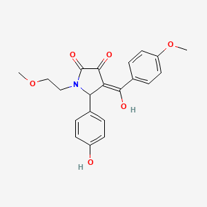 molecular formula C21H21NO6 B5316235 3-hydroxy-5-(4-hydroxyphenyl)-4-(4-methoxybenzoyl)-1-(2-methoxyethyl)-1,5-dihydro-2H-pyrrol-2-one 