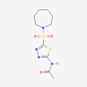 molecular formula C10H16N4O3S2 B5316246 N-[5-(1-azepanylsulfonyl)-1,3,4-thiadiazol-2-yl]acetamide 