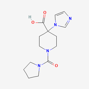 molecular formula C14H20N4O3 B5316249 4-(1H-imidazol-1-yl)-1-(pyrrolidin-1-ylcarbonyl)piperidine-4-carboxylic acid 