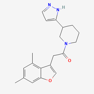 molecular formula C20H23N3O2 B5316283 1-[(4,6-dimethyl-1-benzofuran-3-yl)acetyl]-3-(1H-pyrazol-5-yl)piperidine 