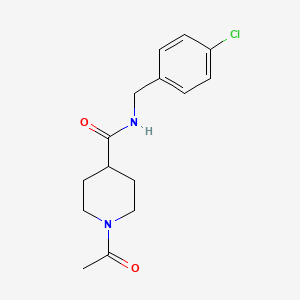 molecular formula C15H19ClN2O2 B5316301 1-acetyl-N-(4-chlorobenzyl)-4-piperidinecarboxamide 