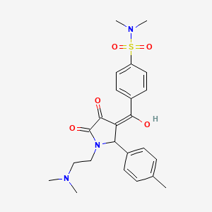 molecular formula C24H29N3O5S B5316309 4-{[1-[2-(dimethylamino)ethyl]-4-hydroxy-2-(4-methylphenyl)-5-oxo-2,5-dihydro-1H-pyrrol-3-yl]carbonyl}-N,N-dimethylbenzenesulfonamide 