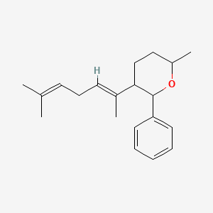 molecular formula C20H28O B5316311 3-(1,5-dimethyl-1,4-hexadien-1-yl)-6-methyl-2-phenyltetrahydro-2H-pyran 