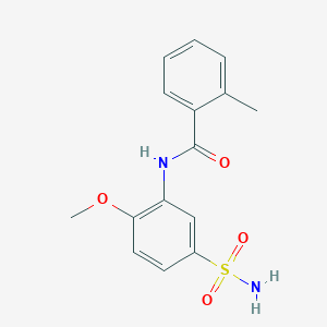 molecular formula C15H16N2O4S B5316321 N-[5-(aminosulfonyl)-2-methoxyphenyl]-2-methylbenzamide 