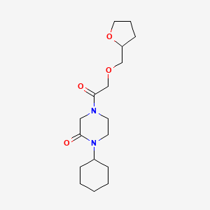 molecular formula C17H28N2O4 B5316323 1-cyclohexyl-4-[(tetrahydrofuran-2-ylmethoxy)acetyl]piperazin-2-one 