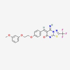 molecular formula C22H17F3N4O4S B5316328 5-imino-6-{4-[2-(3-methoxyphenoxy)ethoxy]benzylidene}-2-(trifluoromethyl)-5,6-dihydro-7H-[1,3,4]thiadiazolo[3,2-a]pyrimidin-7-one 