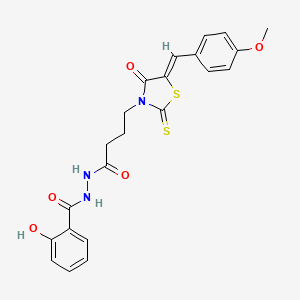 molecular formula C22H21N3O5S2 B5316334 2-hydroxy-N'-{4-[5-(4-methoxybenzylidene)-4-oxo-2-thioxo-1,3-thiazolidin-3-yl]butanoyl}benzohydrazide 