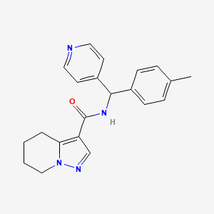 molecular formula C21H22N4O B5316362 N-[(4-methylphenyl)(pyridin-4-yl)methyl]-4,5,6,7-tetrahydropyrazolo[1,5-a]pyridine-3-carboxamide 