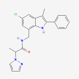 molecular formula C22H21ClN4O B5316402 N-[(5-chloro-3-methyl-2-phenyl-1H-indol-7-yl)methyl]-2-(1H-pyrazol-1-yl)propanamide 