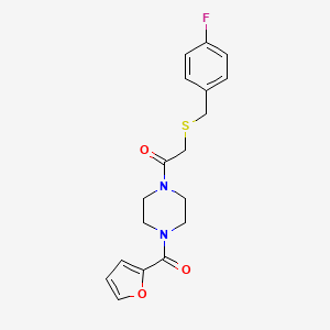 molecular formula C18H19FN2O3S B5316429 1-{[(4-fluorobenzyl)thio]acetyl}-4-(2-furoyl)piperazine 