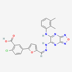 molecular formula C24H18ClN7O4 B5316442 2-chloro-5-[5-(2-{6-[(2,3-dimethylphenyl)amino][1,2,5]oxadiazolo[3,4-b]pyrazin-5-yl}carbonohydrazonoyl)-2-furyl]benzoic acid 