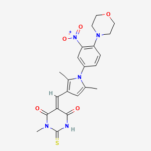 molecular formula C22H23N5O5S B5316476 5-({2,5-dimethyl-1-[4-(4-morpholinyl)-3-nitrophenyl]-1H-pyrrol-3-yl}methylene)-1-methyl-2-thioxodihydro-4,6(1H,5H)-pyrimidinedione 