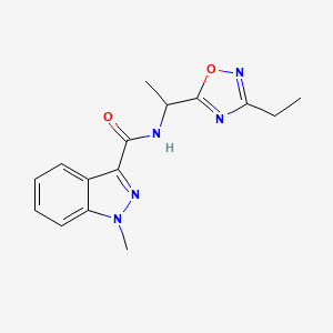 molecular formula C15H17N5O2 B5316519 N-[1-(3-ethyl-1,2,4-oxadiazol-5-yl)ethyl]-1-methyl-1H-indazole-3-carboxamide 