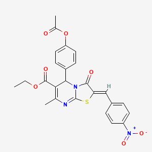 molecular formula C25H21N3O7S B5316535 ethyl 5-[4-(acetyloxy)phenyl]-7-methyl-2-(4-nitrobenzylidene)-3-oxo-2,3-dihydro-5H-[1,3]thiazolo[3,2-a]pyrimidine-6-carboxylate 