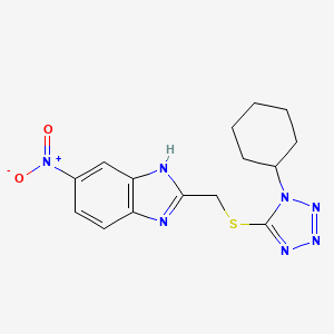 molecular formula C15H17N7O2S B5316602 2-{[(1-cyclohexyl-1H-tetrazol-5-yl)thio]methyl}-6-nitro-1H-benzimidazole 